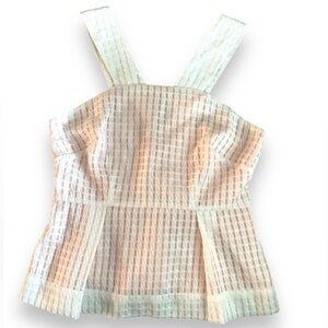 NEW Maeve Anthropologie Cream Basket Weave Halter Neck Sleeveless Blouse Size 8P